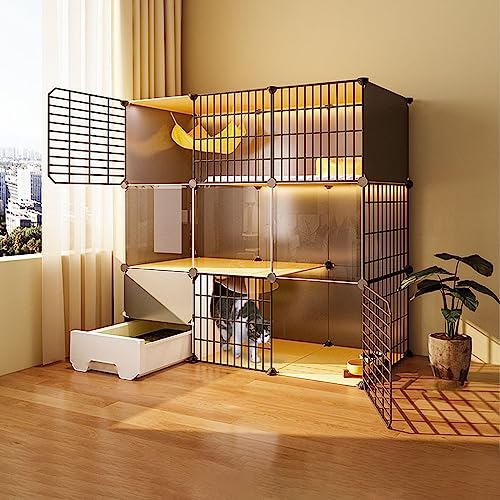 Katzenkäfig, Katzenkäfig mit Katzentoilette, Katzenkäfig für Haustierwelpen, Frettchen, Igel, einfach zusammenzubauende Katzenpension, wasserdicht (mehrere Katzenkäfig, Katzenkäfig mit Katzentoilette, Katzenkäfig für Haustierwelpen, Frettchen, Igel, einfach zusammenzubauende Katzenpension, wasserdicht (mehrere von MPFYRCOJ