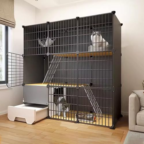 Katzenkäfig, Katzenkäfige für den Innenbereich mit Katzentoilette, großes Katzengehege, Katzengehege, großer Laufstall, abnehmbar, leicht zusammenzubauende Katzenpension, ideal für 1–2 Katze Katzenkäfig, Katzenkäfige für den Innenbereich mit Katzentoilette, großes Katzengehege, Katzengehege, großer Laufstall, abnehmbar, leicht zusammenzubauende Katzenpension, ideal für 1–2 Katze von MPFYRCOJ