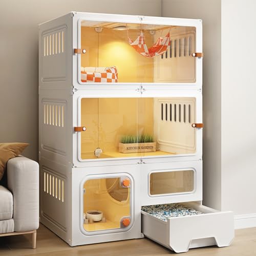 Katzenkäfig für den Innenbereich mit Katzentoilette, Katzenzaun, 3-lagig, abnehmbar, transparent, Upgrade-Haustierkäfig mit Schiebetür, leicht zu montierende Katzenpension (weiß, 70 x 45 x 1 Katzenkäfig für den Innenbereich mit Katzentoilette, Katzenzaun, 3-lagig, abnehmbar, transparent, Upgrade-Haustierkäfig mit Schiebetür, leicht zu montierende Katzenpension (weiß, 70 x 45 x 1 von MPFYRCOJ