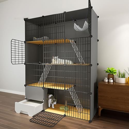 Katzenkäfige, DIY-Katzengehege für den Innenbereich, großer Laufstall für Haustiere, abnehmbarer Katzenzwinger mit Katzentoilette, leicht zusammenzubauen, Katzenzucht, Übungsort, ideal für 1 Katzenkäfige, DIY-Katzengehege für den Innenbereich, großer Laufstall für Haustiere, abnehmbarer Katzenzwinger mit Katzentoilette, leicht zusammenzubauen, Katzenzucht, Übungsort, ideal für 1 von MPFYRCOJ