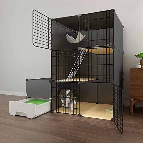 Katzenkäfige, DIY-Katzengehege für den Innenbereich, großer Laufstall für Haustiere, abnehmbarer Katzenzwinger mit Katzentoilette, leicht zusammenzubauen, Katzenzucht, Übungsort, ideal für 1 Katzenkäfige, DIY-Katzengehege für den Innenbereich, großer Laufstall für Haustiere, abnehmbarer Katzenzwinger mit Katzentoilette, leicht zusammenzubauen, Katzenzucht, Übungsort, ideal für 1 von MPFYRCOJ