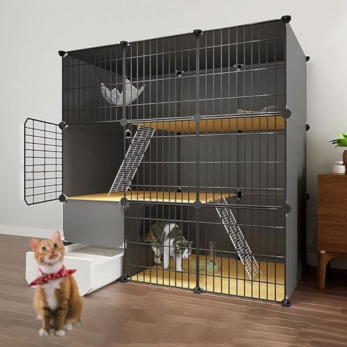 Katzenkäfige, DIY-Katzengehege für den Innenbereich, großer Laufstall für Haustiere, abnehmbarer Katzenzwinger mit Katzentoilette, leicht zusammenzubauen, Katzenzucht, Übungsort, ideal für 1 Katzenkäfige, DIY-Katzengehege für den Innenbereich, großer Laufstall für Haustiere, abnehmbarer Katzenzwinger mit Katzentoilette, leicht zusammenzubauen, Katzenzucht, Übungsort, ideal für 1 von MPFYRCOJ