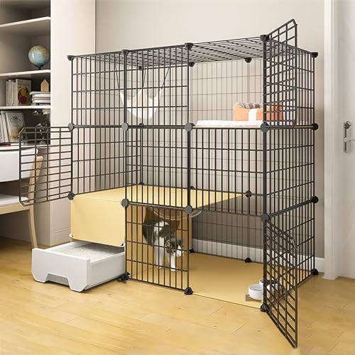 Katzenkäfige – DIY-Katzengehege, Katzenhaus, Katzenzucht für den Innenbereich, Katzenzwinger, abnehmbarer Kleintierkäfig aus Metall mit Katzentoilette – für kleine Hauskatzen, Welpen, Kaninc Katzenkäfige – DIY-Katzengehege, Katzenhaus, Katzenzucht für den Innenbereich, Katzenzwinger, abnehmbarer Kleintierkäfig aus Metall mit Katzentoilette – für kleine Hauskatzen, Welpen, Kaninc von MPFYRCOJ