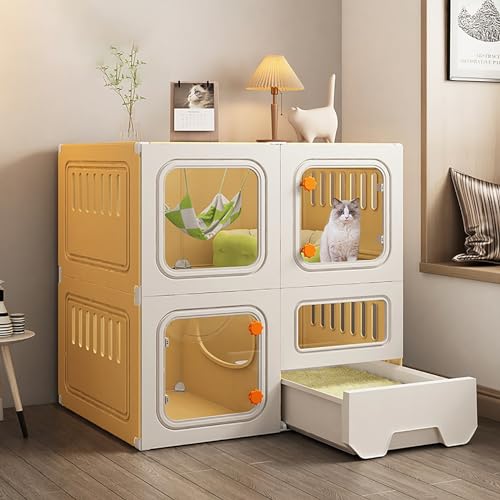 Katzenkäfige für den Innenbereich, Katzengehege, Katzenkäfige für den Innenbereich mit Katzentoilette, transparentes und sichtbares Katzenhaus, leicht zusammenzubauende Katzenpension, für Kl Katzenkäfige für den Innenbereich, Katzengehege, Katzenkäfige für den Innenbereich mit Katzentoilette, transparentes und sichtbares Katzenhaus, leicht zusammenzubauende Katzenpension, für Kl von MPFYRCOJ