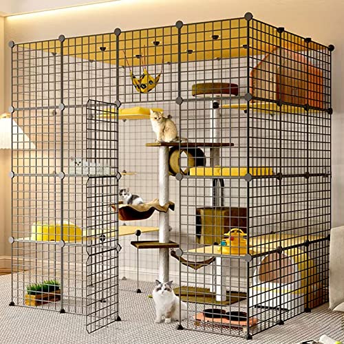 Katzenkäfige für den Innenbereich, groß, mit Dach, Katzengehege für den Innenbereich, Katzenkistenträger, super belastbar, dickerer Stahlrahmen, sicherer, Katzenhaus einfach aufzubaue Katzenkäfige für den Innenbereich, groß, mit Dach, Katzengehege für den Innenbereich, Katzenkistenträger, super belastbar, dickerer Stahlrahmen, sicherer, Katzenhaus einfach aufzubaue von MPFYRCOJ