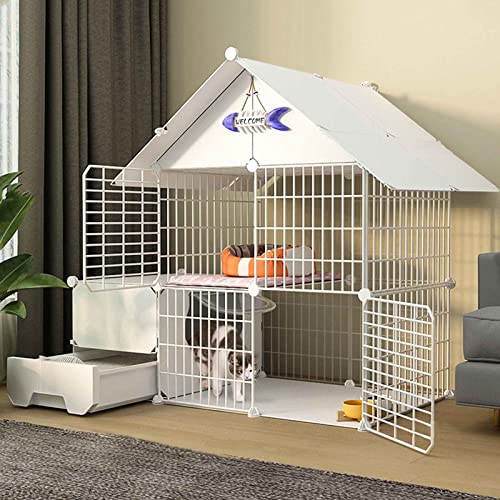 Katzenkäfige für den Innenbereich, groß, mit Katzentoilette, Katzenzucht für den Außenbereich, Haustierkäfige, Metallmaterial, leicht zu montierende Katzenzucht, Weiß/B/111 * 49 * 109 Katzenkäfige für den Innenbereich, groß, mit Katzentoilette, Katzenzucht für den Außenbereich, Haustierkäfige, Metallmaterial, leicht zu montierende Katzenzucht, Weiß/B/111 * 49 * 109 von MPFYRCOJ