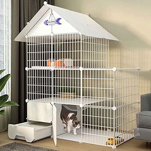 Katzenkäfige für den Innenbereich, groß, mit Katzentoilette, Katzenzucht für den Außenbereich, Haustierkäfige, Metallmaterial, leicht zu montierende Katzenzucht, Weiß/C/111 * 49 * 145 Katzenkäfige für den Innenbereich, groß, mit Katzentoilette, Katzenzucht für den Außenbereich, Haustierkäfige, Metallmaterial, leicht zu montierende Katzenzucht, Weiß/C/111 * 49 * 145 von MPFYRCOJ