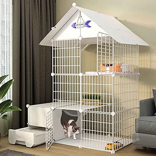 Katzenkäfige für den Innenbereich, groß, mit Katzentoilette, Katzenzucht für den Außenbereich, Haustierkäfige, Metallmaterial, leicht zu montierende Katzenzucht, Weiß/C/111 * 49 * 145 Katzenkäfige für den Innenbereich, groß, mit Katzentoilette, Katzenzucht für den Außenbereich, Haustierkäfige, Metallmaterial, leicht zu montierende Katzenzucht, Weiß/C/111 * 49 * 145 von MPFYRCOJ