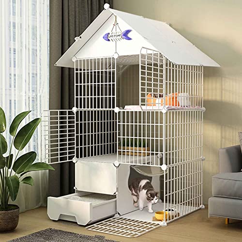 Katzenkäfige für den Innenbereich, groß, mit Katzentoilette, Katzenzucht für den Außenbereich, Haustierkäfige, Metallmaterial, leicht zusammenzubauende Katzenzucht, Weiß/B/75 * 49 * 1 Katzenkäfige für den Innenbereich, groß, mit Katzentoilette, Katzenzucht für den Außenbereich, Haustierkäfige, Metallmaterial, leicht zusammenzubauende Katzenzucht, Weiß/B/75 * 49 * 1 von MPFYRCOJ