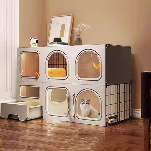 Katzenkäfige für den Innenbereich mit Katzentoilette, Katzenvilla, Käfig für Katzen, DIY-Katzengehege, geschlossenes Katzenhaus, leicht zusammenzubauende Katzenpension, ideal für 1–2 Katzen Katzenkäfige für den Innenbereich mit Katzentoilette, Katzenvilla, Käfig für Katzen, DIY-Katzengehege, geschlossenes Katzenhaus, leicht zusammenzubauende Katzenpension, ideal für 1–2 Katzen von MPFYRCOJ