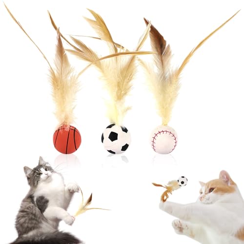 MPXEAVG 3 Stück Hüpfender Katzenball mit Feder, Katzenspielzeug Federn, Katzenspielzeug Interaktiv, Hochelastischer Spaß für Katzen MPXEAVG 3 Stück Hüpfender Katzenball mit Feder, Katzenspielzeug Federn, Katzenspielzeug Interaktiv, Hochelastischer Spaß für Katzen von MPXEAVG