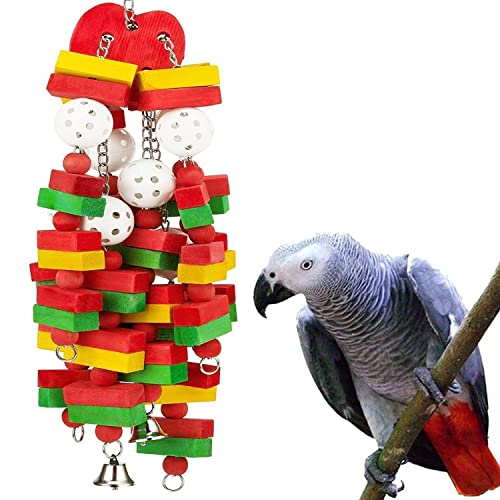 MQ Vogelspielzeug für Papageien, Kauspielzeug für Vögel, Beißspielzeug, natürliche Holzblöcke, Knoten, für Cokatoos, afrikanische Graupapageien, kleine und mittelgroße Vögel, Wasserfall-4 von MQ