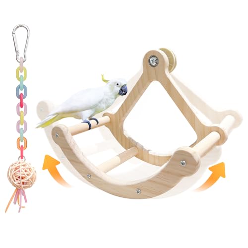 Sittich-Kauspielzeug und Papageien-Puzzle-Spielplatz mit Vogelschaukeln für Sittiche und Balancing-Vogelspielzeug (Ball) von MQACPUPY