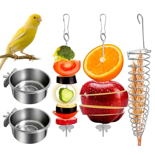 Vogelkäfig Futternapf Set Edelstahl Hirse Halter mit Sittich Futterspender Haustier Fütterungsbedarf Vogelkäfig Futternapf Set Edelstahl Hirse Halter mit Sittich Futterspender Haustier Fütterungsbedarf von MQACPUPY