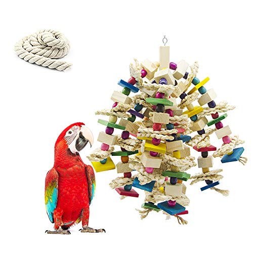 MQFORU Vogelspielzeug für Papageien, Spielzeug aus natürlichem Holz, Spielzeug für große und mittelgroße Vögel, ideales Spielzeug für Graupapageien, Sittiche, Amazonaspapageien, Finken von MQFORU
