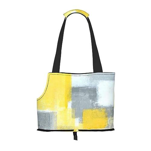 Mqgmz Grau-gelber abstrakter Kunstdruck, Haustier-Reisetasche und Tasche, sicher für Welpen und Katzen von MQGMZ