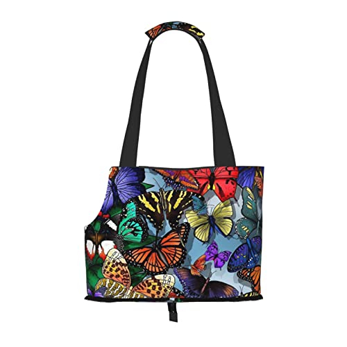 Mqgmz Handgezeichnete Farbe Schmetterling Druck Haustier Tragetasche mit Tasche Sicherheit - Erstaunliches Design von MQGMZ