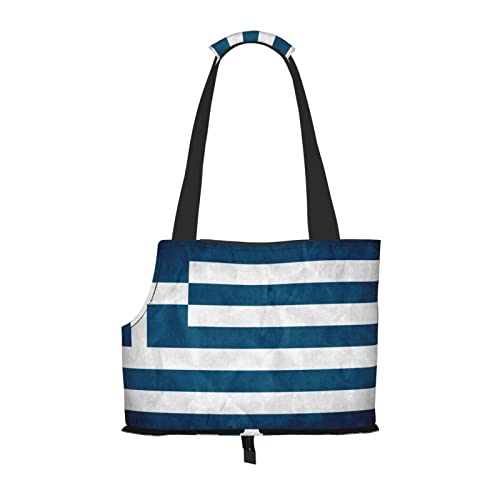 Mqgmz Haustier-Reisetasche mit griechischer Flagge und Taschensafe für Welpen und Katzen von MQGMZ