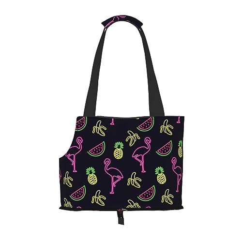 Mqgmz Haustier-Tragetasche mit Ananas-Bananen-Flamingo-Aufdruck, mit Tasche, Sicherheit – tolles Design von MQGMZ