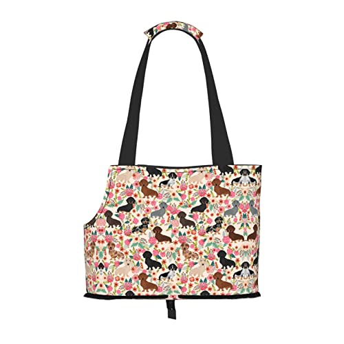 Mqgmz Hundetasche mit Blumendruck, Haustier-Reisetasche und Taschensafe für Welpen und Katzen von MQGMZ