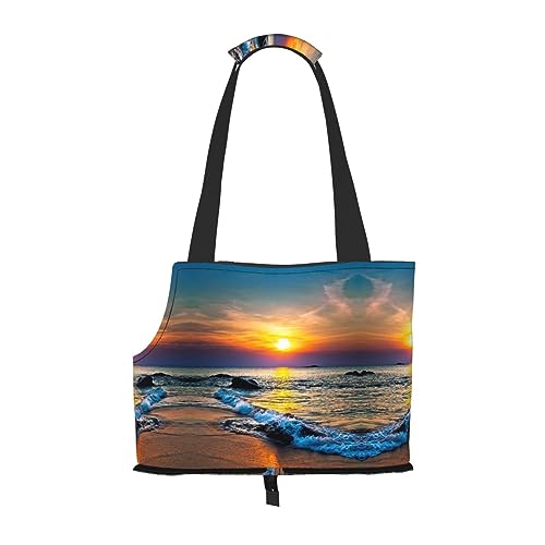 Mqgmz Reise-Tragetasche und Taschensafe für Welpen und Katzen, Motiv: Strand und Sonnenuntergang von MQGMZ