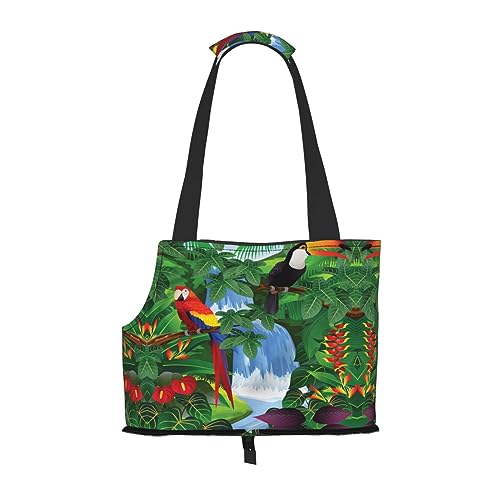 Mqgmz Tragetasche für Haustiere, Motiv: Ara und Tukan auf amerikanischen Regenwäldern, mit Tasche, Sicherheit – tolles Design von MQGMZ