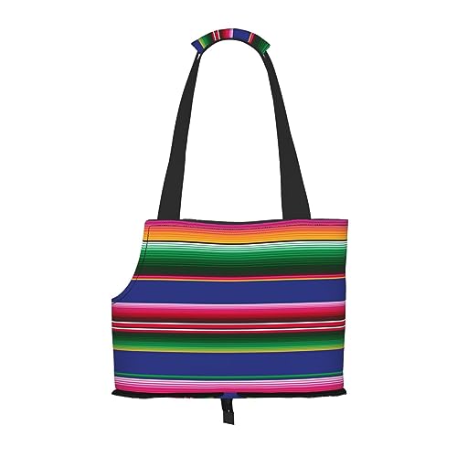 Mqgmz Tragetasche für Haustiere, Motiv: bunte mexikanische Streifen und Tasche, sicher für Welpen, Katzen von MQGMZ
