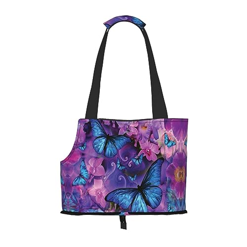 Mqgmz Tragetasche für Haustiere mit Blumen- und Schmetterlings-Aufdruck, mit Tasche, Sicherheit – tolles Design von MQGMZ