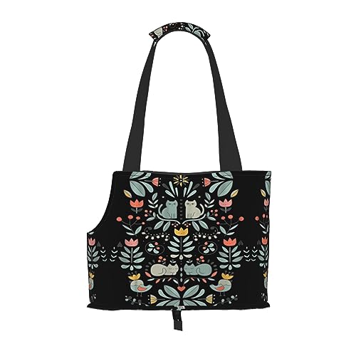 Mqgmz Tragetasche mit lustigem Katzen- und Vogel- und Blumenmotiv, mit Tasche, tolles Design von MQGMZ