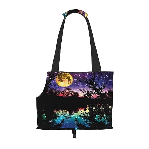 Mqgmz Transporttasche für Haustiere, Motiv: Nachthimmel mit Bäumen, für Katzen und Welpen von MQGMZ
