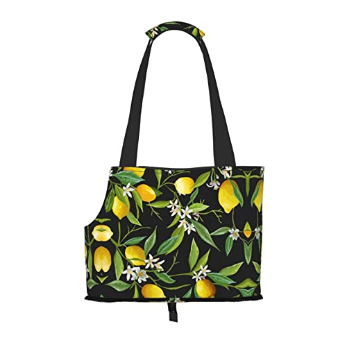 Mqgmz Transporttasche für Haustiere, Zitronen- und Blumendruck, für Welpen, Katzen, von MQGMZ