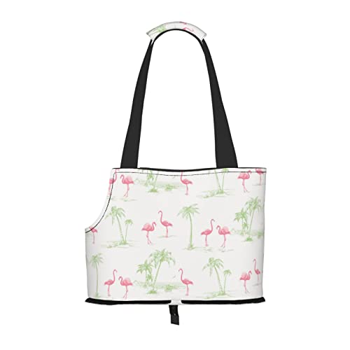 Mqgmz Transporttasche für Haustiere, mit pinkem Flamingos-Motiv, mit Taschensicherung für Welpen und Katzen von MQGMZ
