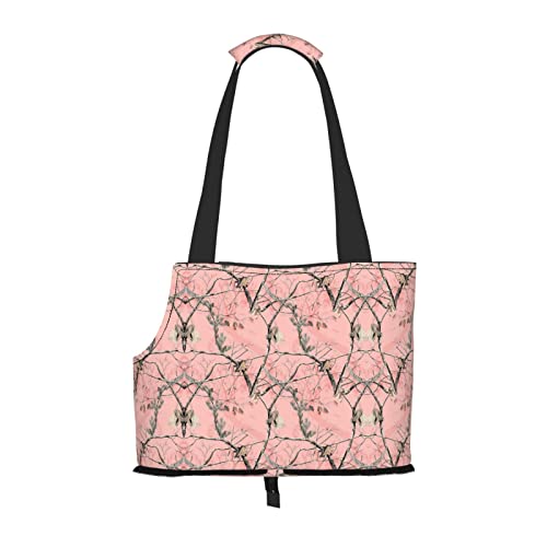 Mqgmz Transporttasche für Haustiere, mit pinken Blättern, Camouflage-Muster und Tasche, für Welpen, Katzen von MQGMZ