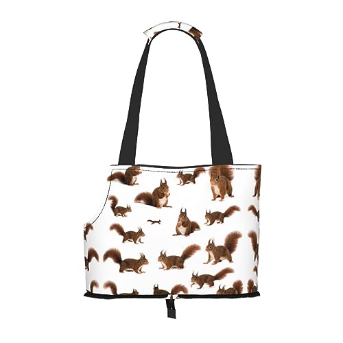 Mqgmz Transporttasche für Haustiere, niedliches Eichhörnchen-Motiv, mit Taschensicherung für Welpen und Katzen von MQGMZ