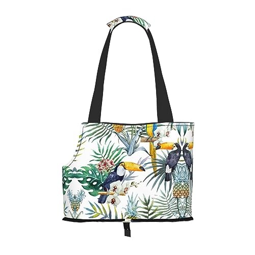 Mqgmz Transporttasche für Haustiere, tropische Blätter, Vogel-Motiv, für Welpen, Katzen von MQGMZ