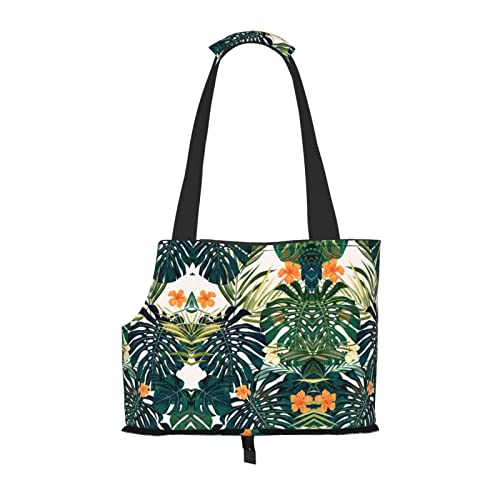 Mqgmz Transporttasche für Haustiere, tropischer Sommer, hawaiianische Blumen, Palmblätter, für Haustiere, sicher für Welpen und Katzen – tolles Design von MQGMZ