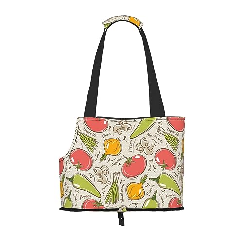 Mqgmz Transporttasche für Haustiere mit Gemüse-Frucht-Aufdruck und Taschensafe für Welpen und Katzen von MQGMZ