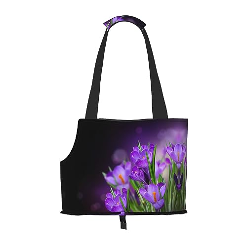 Mqgmz Transporttasche für Haustiere mit grünen Blättern und violetten Blumen Mqgmz Transporttasche für Haustiere mit grünen Blättern und violetten Blumen von MQGMZ