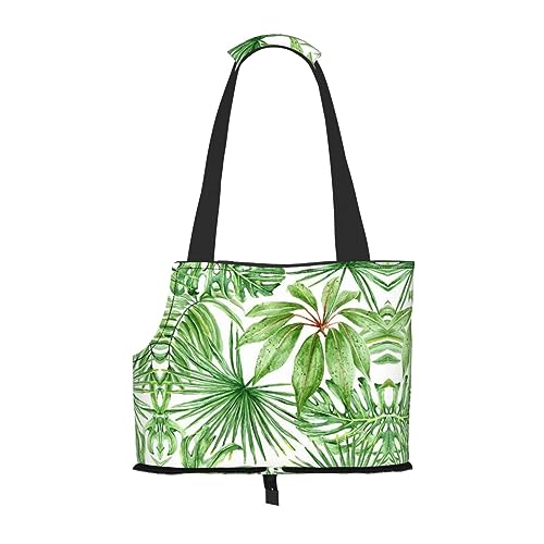 Mqgmz Transporttasche mit tropischen Palmen und Bananenblättern, Haustier-Reisetasche und Taschensafe für Welpen und Katzen von MQGMZ