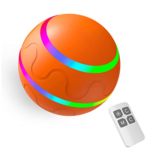 MQLAE Intelligenter wasserdichter interaktiver Hundespielzeug-Ball, intelligenter rotierender Hüpfball mit LED-Lichtern, für alle Arten von Hunden und Katzen, automatischer intelligenter Lenkrollball von MQLAE