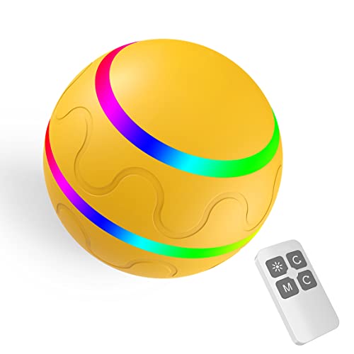MQLAE Intelligenter wasserdichter interaktiver Hundespielzeugball, intelligenter rotierender Hüpfball mit LED-Lichtern, für alle Arten von Hunden und Katzen, automatischer intelligenter Lenkrollball von MQLAE