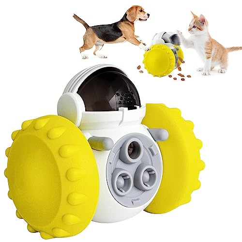 MQLAE Interaktives Hundespielzeug, Unzerstörbar Intelligenzspielzeug für Hunde Futterspielzeug Leckerli Spielzeug für Hunde Katzen, Intelligenzspielzeug für Langeweile Treat and Erhöht IQ (Gelb) von MQLAE