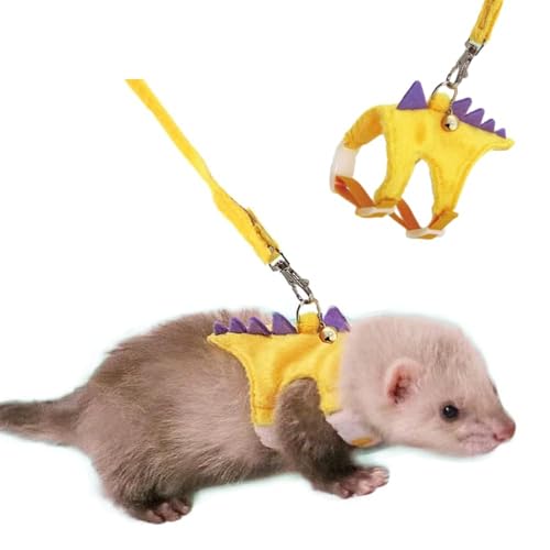 MQQYLBHDS Frettchen-Geschirr und Leine, Set für Kleintiere, Weste mit sicherer Glocke, Dinosaurier-Form, Laufkleidung für Baby, Kaninchen, Meerschweinchen, Teetasse, Chihuahua, Maus und andere kleine MQQYLBHDS Frettchen-Geschirr und Leine, Set für Kleintiere, Weste mit sicherer Glocke, Dinosaurier-Form, Laufkleidung für Baby, Kaninchen, Meerschweinchen, Teetasse, Chihuahua, Maus und andere kleine von MQQYLBHDS