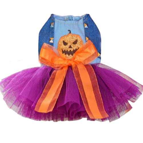 MQQYLBHDS Halloween-Hunde-Denim-Kleid, Kürbis-Hexe, Katzenkostüm, Fliege, Mädchen, Welpen-Outfit für kleine Hunde, Haustier, Halloween-Kleidung für Kätzchen, Yorkie, Chihuahua, Zwergspitz, Lila, Größe MQQYLBHDS Halloween-Hunde-Denim-Kleid, Kürbis-Hexe, Katzenkostüm, Fliege, Mädchen, Welpen-Outfit für kleine Hunde, Haustier, Halloween-Kleidung für Kätzchen, Yorkie, Chihuahua, Zwergspitz, Lila, Größe von MQQYLBHDS
