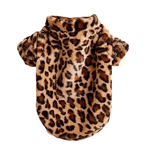 MQQYLBHDS Hundekleidung für Hunde Haustierpullover Winter Leopardenmuster Bulldogge Weicher Mantel Mittlere Hundekleidung Pelz Hoodies (Farbe: C, Größe: S) von MQQYLBHDS