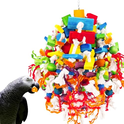 MQUPIN Großes Papagei Spielzeug Vogelspielzeug,Stark Kauendes Spielzeug Für Papagei100% Natürliche Mehrfarbige Holzblöcke,Papageien Spielzeug Für Große Mittelgroße Vögel,Aras,Graupapageienspielzeug von MQUPIN