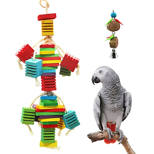 MQUPIN Papageienspielzeug Vogelspielzeug Natürliches Holz Bunt VogelkäFig ZubehöR VogelkäFig ZubehöR für Kleine MittelgroßE VöGel von MQUPIN