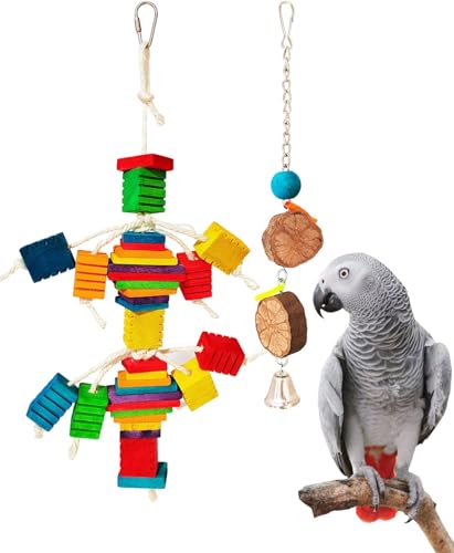 MQUPIN Papageienspielzeug Vogelspielzeug Natürliches Holz Bunt VogelkäFig ZubehöR VogelkäFig ZubehöR für Kleine MittelgroßE VöGel von MQUPIN