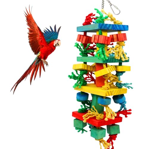 MQUPIN Vogel Papagei Kauen Spielzeug Neueste,Sittich Käfig Beißen Spielzeug Hängen Kauen Mehrfarbige Holzblöcke Reißen Spielzeug für kleine Papageien Cockatiels Lovebird Kegel (Bunt) MQUPIN Vogel Papagei Kauen Spielzeug Neueste,Sittich Käfig Beißen Spielzeug Hängen Kauen Mehrfarbige Holzblöcke Reißen Spielzeug für kleine Papageien Cockatiels Lovebird Kegel (Bunt) von MQUPIN