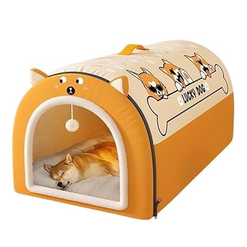 MQXDNFDC 2-in-1-Hundehütte, großes Hundebett, faltbar, beruhigende Hundehütte, Haustier-Komfortmatte, rutschfestes, warmes Haustierbett für Hunde und Katzen, abnehmbar, waschbar, B, XXL (A,XL) von MQXDNFDC